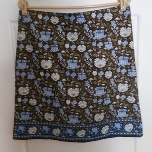 Talbots Blue and Brown Floral  Skirt